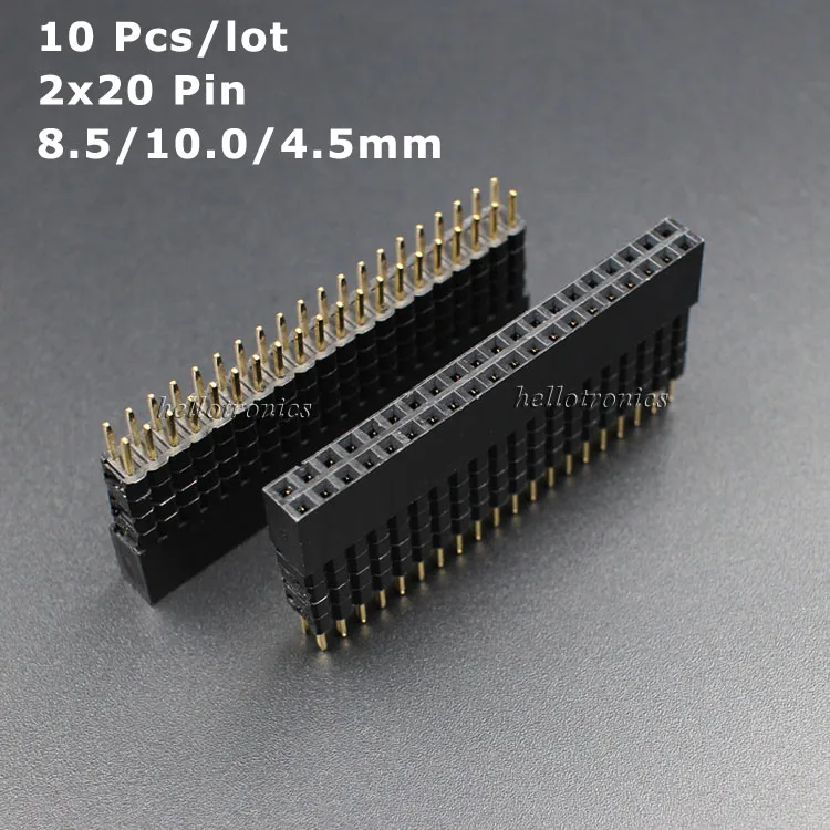 

Hellotronics 10 Pcs/Lot 8.5/10.0/4.5mm 2x20Pin GPIO Header for Raspberry Pi A+ Pi B+ Pi 2 Pi 3 Pi 4