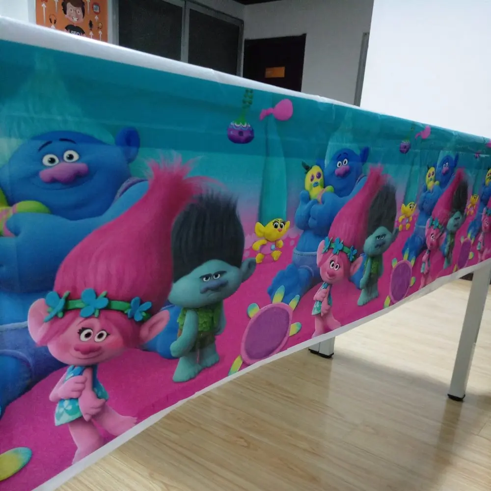 

108*180cm Trolls Party Supplies Tablecloth Tablecover Baby Favor Kids Big Birthday Favors Kids Theme Party Decoration