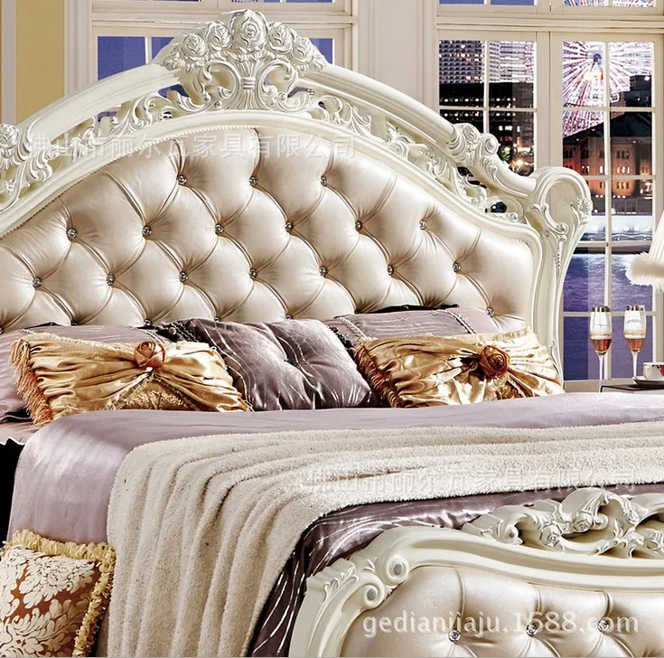 Высокое качество кровать Мода Европейский французский резной прикроватный 1,8 м кровать 1078