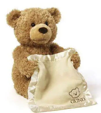 

30cm Peekaboo Teddy Bear Stuffed Brown Bear Toy Interactive Bear Plush Animals Doll Toy Dark Brown Color Moveable Mouth and Arm