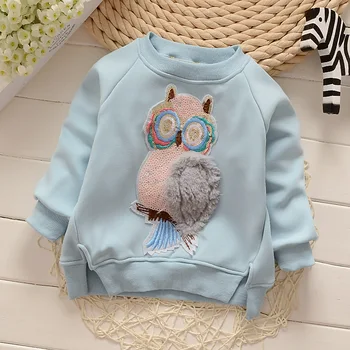 

2017 Kids Girl Boy Fleece Soft Sweater Cartoon Owl Sequins Sweatshirts Children Girls Boys Clothes