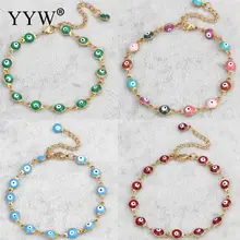 YYW панк женский ювелирный браслет от сглаза винтажный позолоченный Цветной цветной эмалированный религиозный Турецкий Дурной глаз очаровательный браслет браслеты