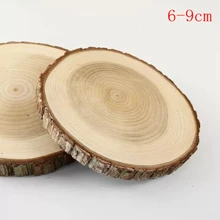 Необработанные предварительно просверленные DIY деревянные поделки натуральные деревянные ломтики с корой дерева