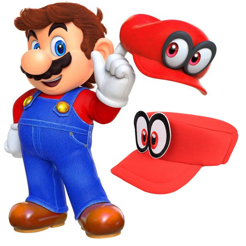 

2019 Anime super mario cosplay Odyssey hat Cap visor baseball cap cartoon eye decoration anime hat mario