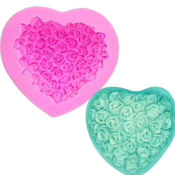 

M0299 Heart shape Soap candles mold Kitchen Bakeware Handmade DIY Rose Love Silicone Mold Cake Decoration Tools