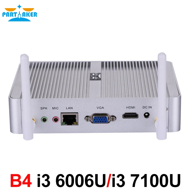 

Newest Intel 14nm i3 6006U i3 7100u Fanless Mini PC HTPC Mini Pc with HDMI VGA