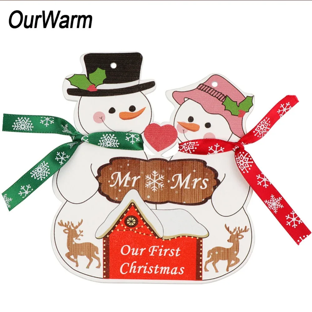 OurWarm Merry Christmas первое Рождество как Mr and Mrs свадебное украшение Новогодний подарок DIY деревянный Снеговик Декор рождественской елки