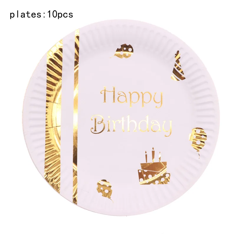 Одноразовые наборы посуды из фольги в Золотой горошек, бумажные тарелки, стаканчики для свадьбы, крещения, Декор, праздничные принадлежности для детей на день рождения - Цвет: A0570