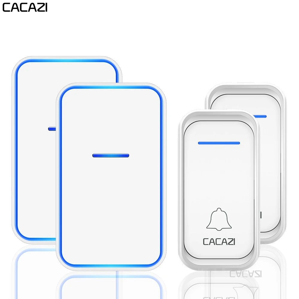 

CACAZI Wireless Doorbell Waterproof 2 Button 2 Receiver US EU UK AU Plug 300M Remote Home Welcome Calling Door Bell Chime