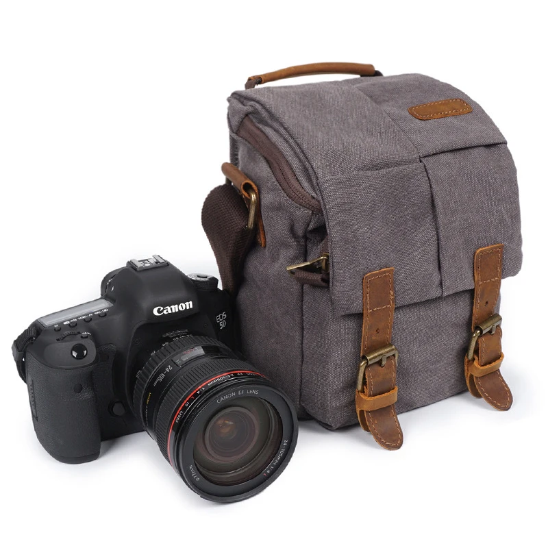 

Photo Video Camera Waterproof Canvas Shoulder Retro Vintage DSLR Bag Carrying Case for Canon Nikon Sony SLR Photography