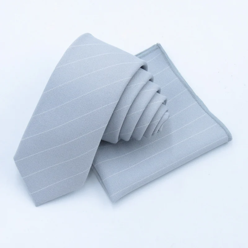 Галстук мужской серый корейский узкий галстук, маленький карман квадратный галстук-бабочка три набора светло-серый белый тонкий галстук