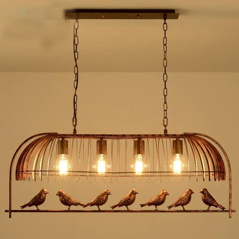 Retro Industrial Metal Iron Bird Cage Ceiling Light Hanging Pendant Lamp Fixture 