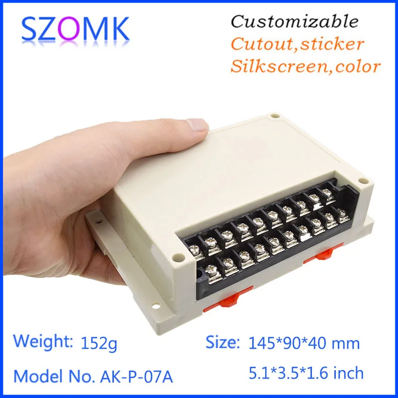

4pcs a lot szomk plastic din rail box housing project enclosure 145*90*40mm diy electronic shell case abs control enclosure