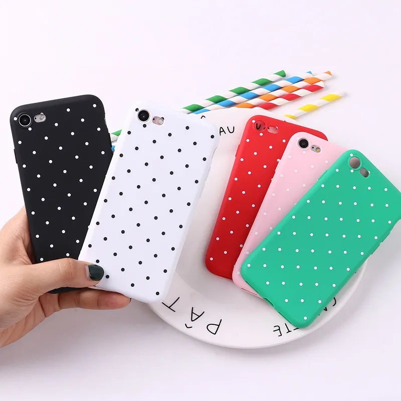 

PAWPAW For iPhone 7 Case Fashion Soft TPU Dot Printed Cover For iPhone 5 5s 6 6S Plus Cases For iPhone 8 8 Plus Case