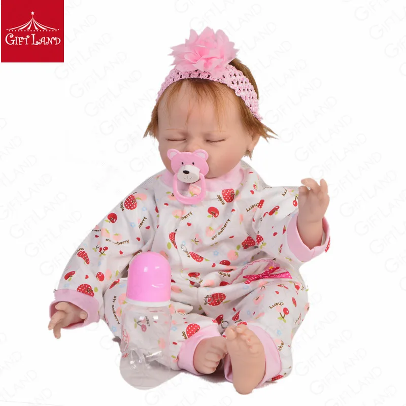 

Reborn Baby Doll 22inch Love Doll Cute Girl In Pink suit strawberry Pink Princess handmade mohair Best Gifts For Kids HOT Sale