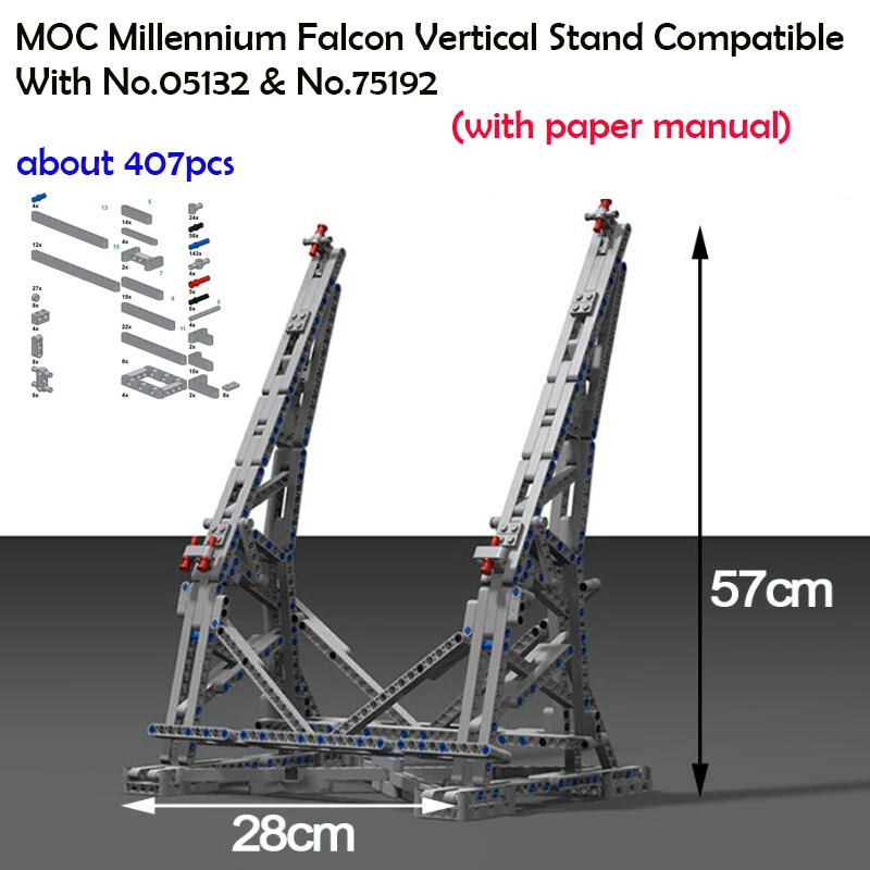 

407pcs Star MOC War Millennium Falcon Vertical Display Stand Compatible with LegoINGly 05132 75192 Ultimate Collector's Model