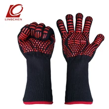 Amazon горячая Распродажа Арамидные кулинарные рукавицы для духовки рукавицы черные и красные Противоскользящие силиконовые перчатки для барбекю для домашней кухни