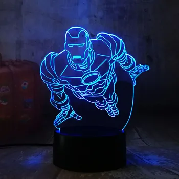 

Cartoon 3D 7 color change Iron Man LED Night Light Touch RC remote Control Visual Illusion Novelty Birthday Christmas Child toys