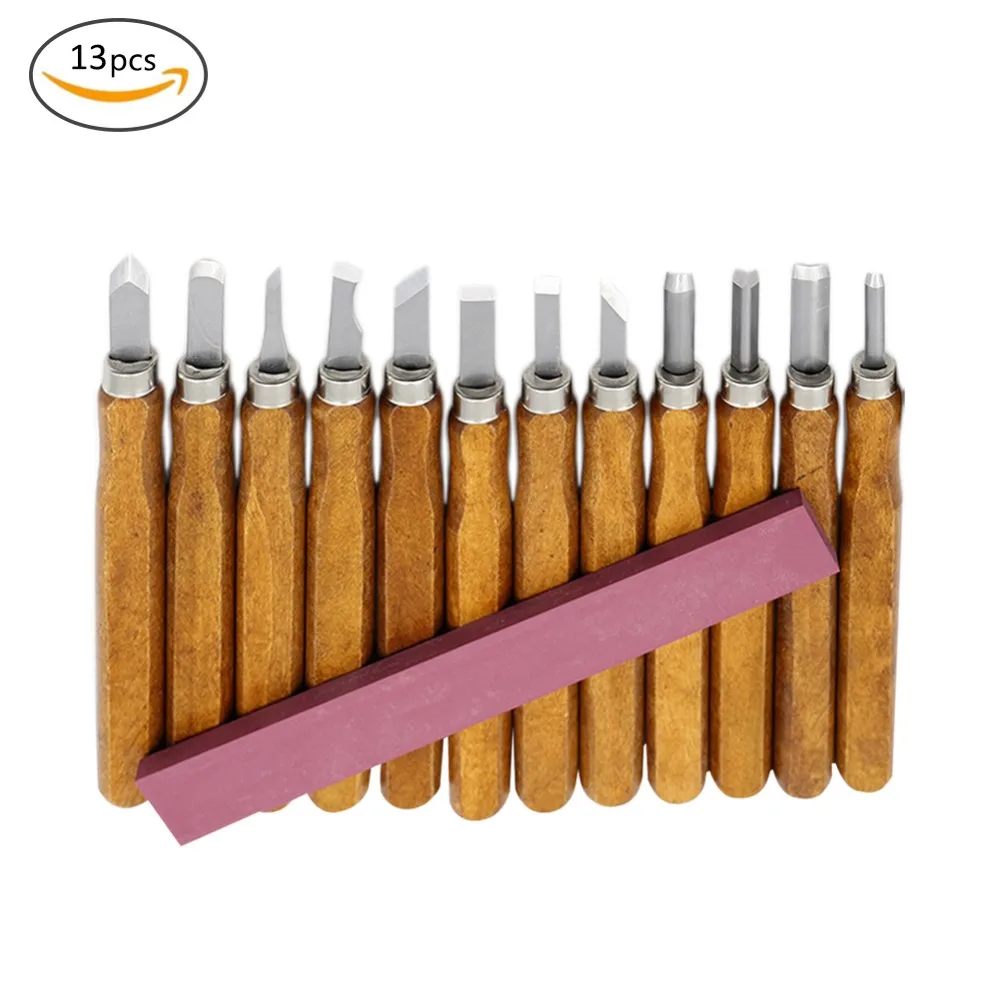 

13PCS Per Set Handmade Wood Carving Knife Rubber Carving Set Wood Carving Tools Immitating Rosewood