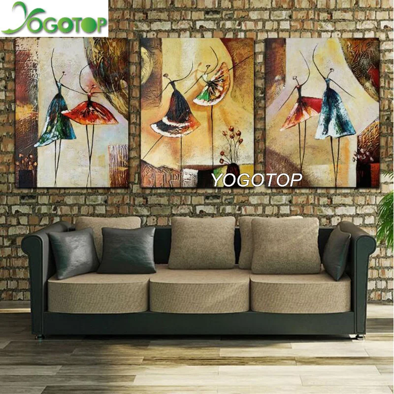 

YOGOTOP DIY Diamond Painting Cross Stitch Kits Full Embroidery 5D Square Drill Mosaic Home Decor dancing ballet girl 3pcs ML485