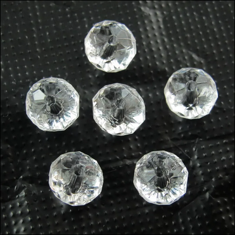 

Fashion 300Pcs White Plastic Acrylic Clear Faceted Round Flat Charms Spacer Beads 6mm