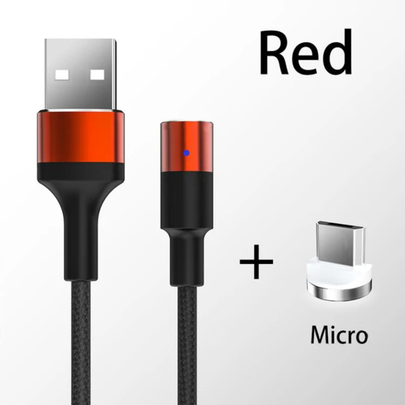 Магнитные Кабели usb type C зарядный кабель 3A Быстрая зарядка Micro USB светодиодный кабель для зарядки для huawei P30 iPhone Xs шнур - Тип штекера: Red For Micro