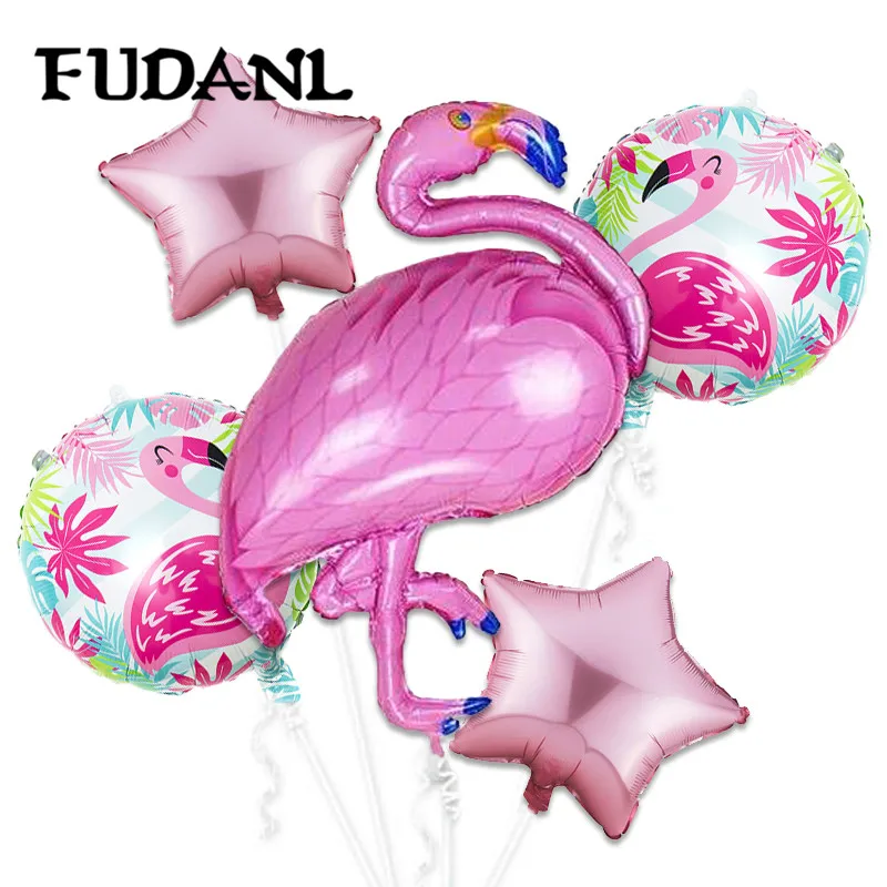 

5pcs Flamingo Foil Balloons Hawaiian Tropical Luau Party Supplies Children Day Decor Baby Shower Summer Party Birthday Balloons