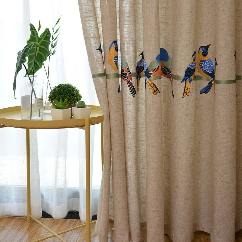 Cotton Linen Curtains for Living Room Bedroom Pastoral Curtain with