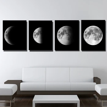 

4Pcs/Set 50x60/40x50cm Moon Posters Lunar Eclipses Canvas Wall Art Painting Picture Stickers Home Decoration Home Art Styles