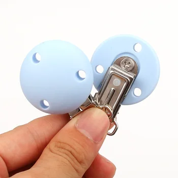 

2pc BPA Free Silicone Round Baby Teether Chain Holder Clips Teething Necklace Clips DIY Soother Chewing Toy Accessories