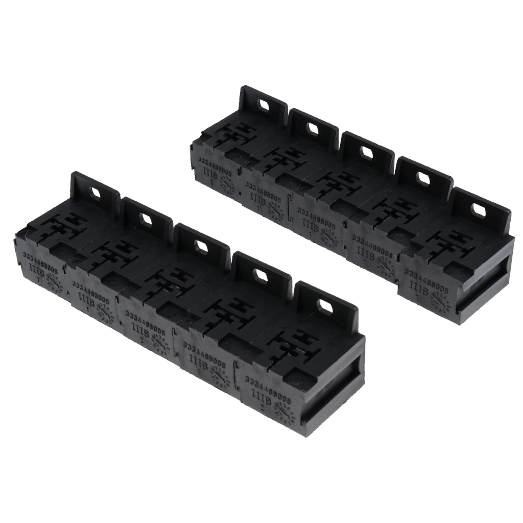 10 Sets 30A-80A Relay Bracket Terminal Case Holder Relay Base Holder 5 Pin Socket with 50 Terminals 6.3mm Kits For Automotive 