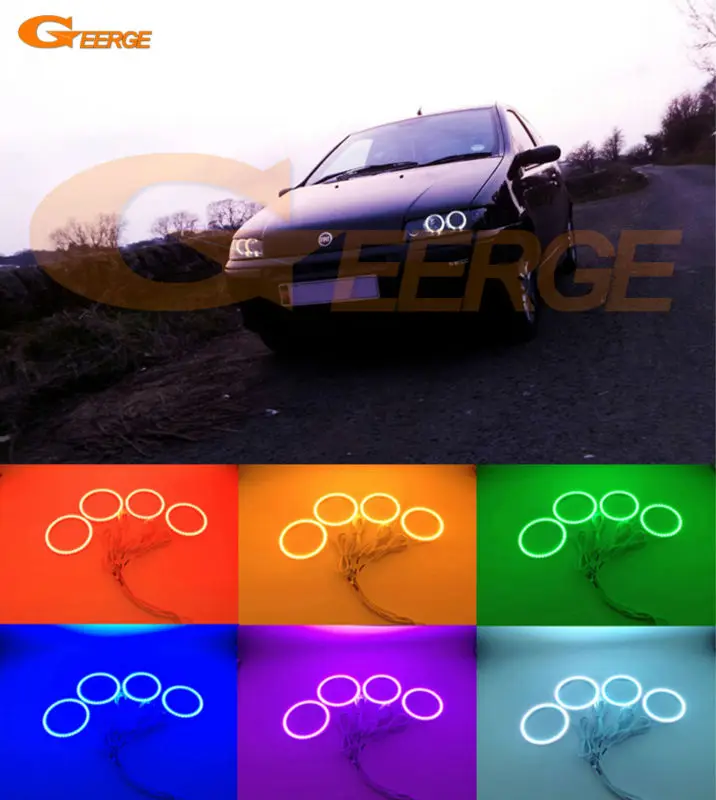 Для Фиат ПУНТО Мк2 1999 2000 2001 2002 2003 фара Мульти-Цвет Ультра яркие RGB светодиодные глаза Ангела комплект гало кольца Для Фиат ПУНТО Мк2 1999 2000 2001 2002 2003 фара Мульти-Цвет Ультра яркие RGB светодиодные глаза Ангела комплект гало кольца