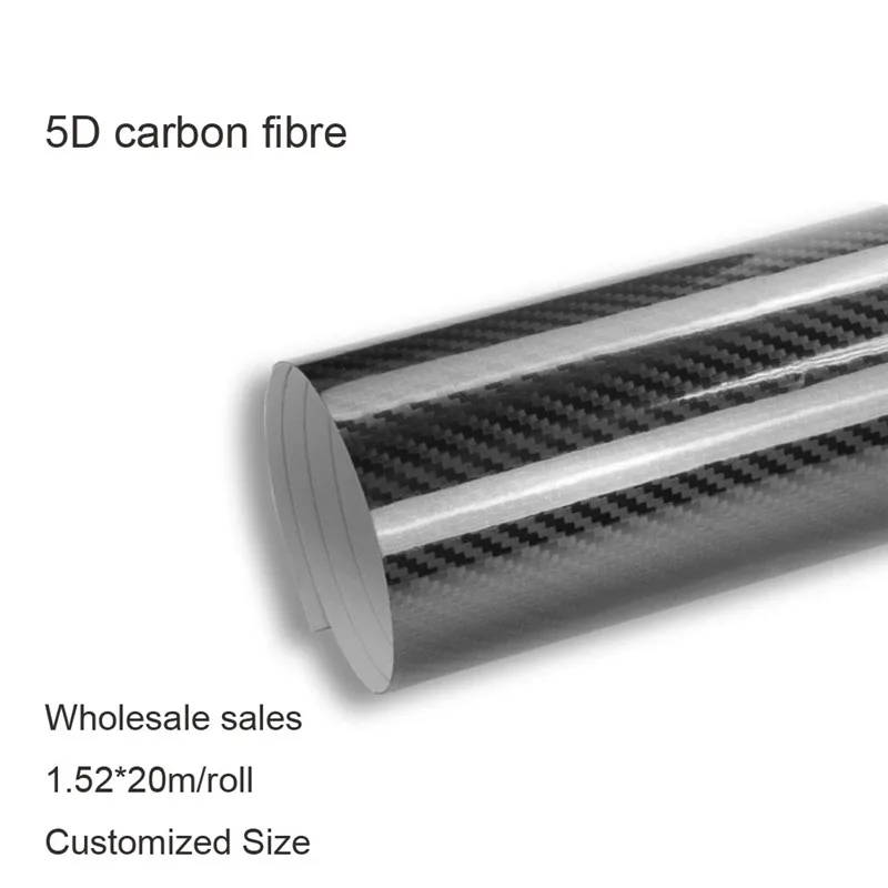 

High-quality Black 5D HIGH GLOSS Carbon Fiber Vinyl Stripe Car Hood Roof Decal Sticker 1.52*20m roll