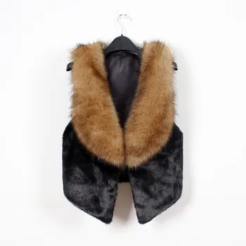 

Lanshifei Fake Fur Gilet Faux Fur Vest With Panels Fashion Girl Faux Fur Waistcoat Woman Fashion Sleeveless Coat With Big Collar