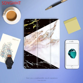 

Marble pattern Case for Apple New iPad Air pro 10.5 inch .PU leather cover+TPU soft protection bottom shell-Smart sleep wake up