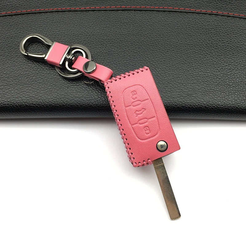 Автомобильная сумка из натуральной кожи с дистанционным управлением, автомобильный брелок для ключей, чехол для Citroen для peugeot 307 308 408, 3 кнопки, флип-ключ