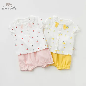 

DBW10626 dave bella summer baby girl fashion clothing sets girls lovely short sleeve suits children print clothes