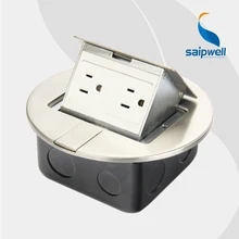 15A 110 В круговой Дизайн Нержавеющая сталь пол гнездо/2 Gang Северной Америке Стиль электрическая розетка(spd-2y/sc6-10