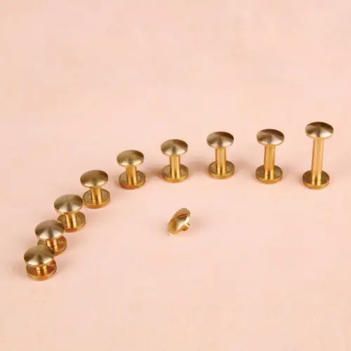 5pcs curved head female x male brass slotted screw belt book bag bolt