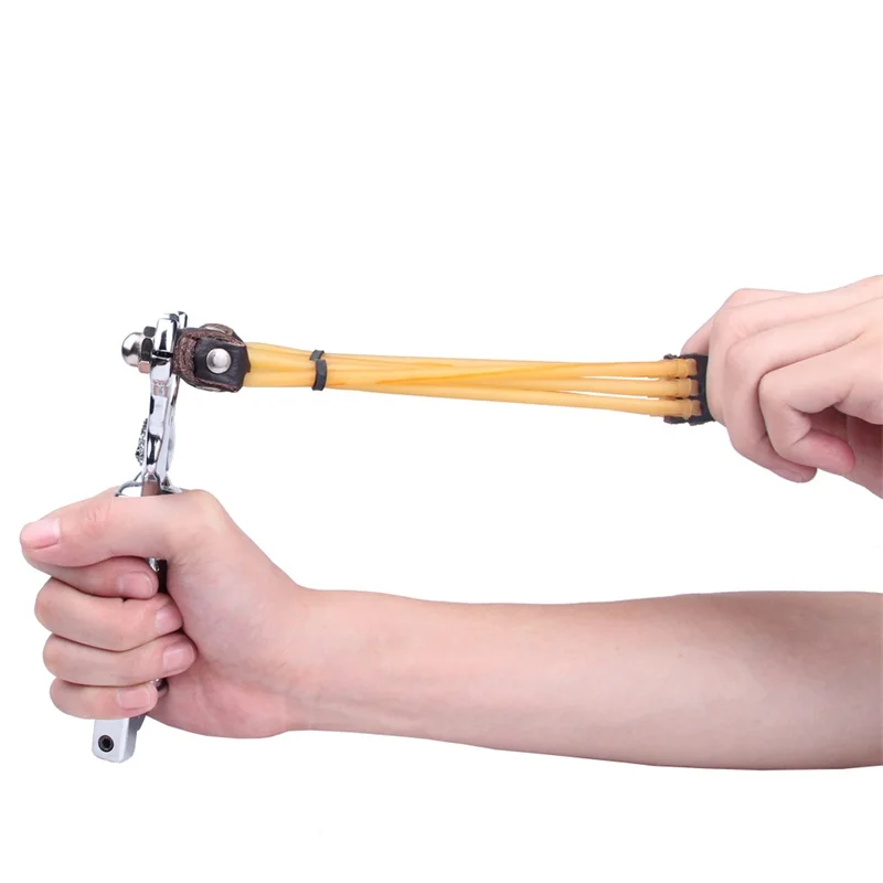 Aluminum Alloy Slingshot Powerful Sling Shot  w Tail Store Steel Balls Hunting Accessory (13)