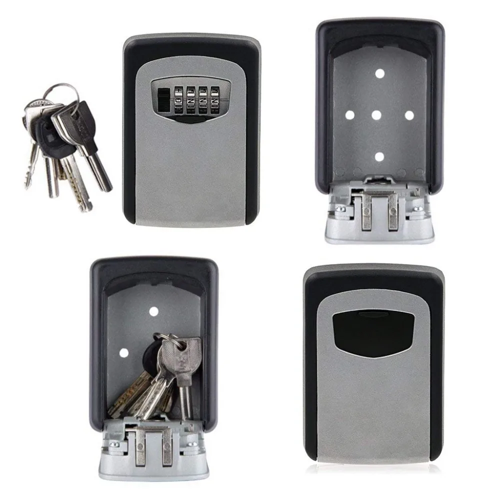 Key Lock Box, House Key Storage Lock Box with 4 Digits Combination Outdoor Key Safe Lock Box for Outside Sturdy Wall Mounted