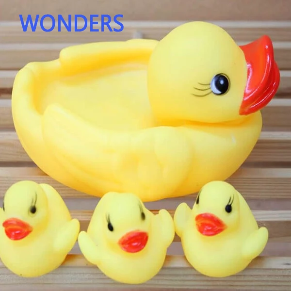 

Cute Baby Girl Boy Bath Bathing Classic Toys Rubber Race Squeaky Ducks Set Yellow New Baby Toys