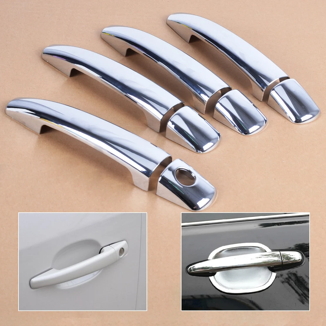 

beler Chrome Door Handle Cover for Citroen C4 C6 2005 2006 2007 2008 2009 2010 For Peugeot 207 308 2008 2009 2010