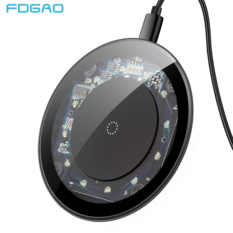 

FDGAO 10W Fast Wireless Charger for IPhone X XR XS Max 8 Plus Qi Quick Charge for Samsung Note 9 8 S8 S9 S10 Xiaomi Charging Pad