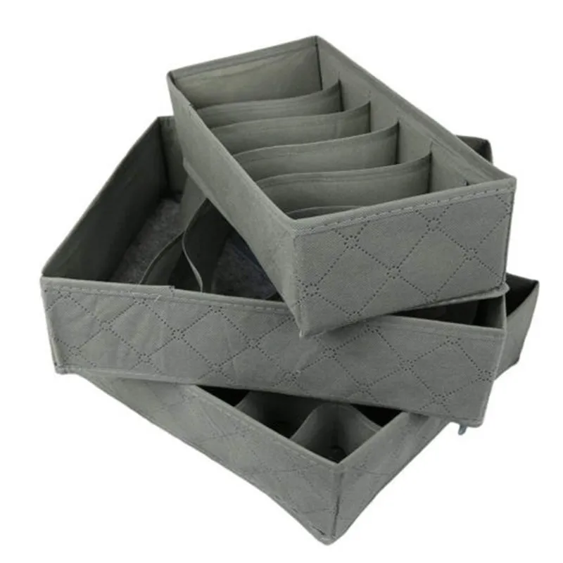 3Pcs Sock Bra Underwear Closet Drawer Organizer Storage Box Bamboo Charcoal Set 