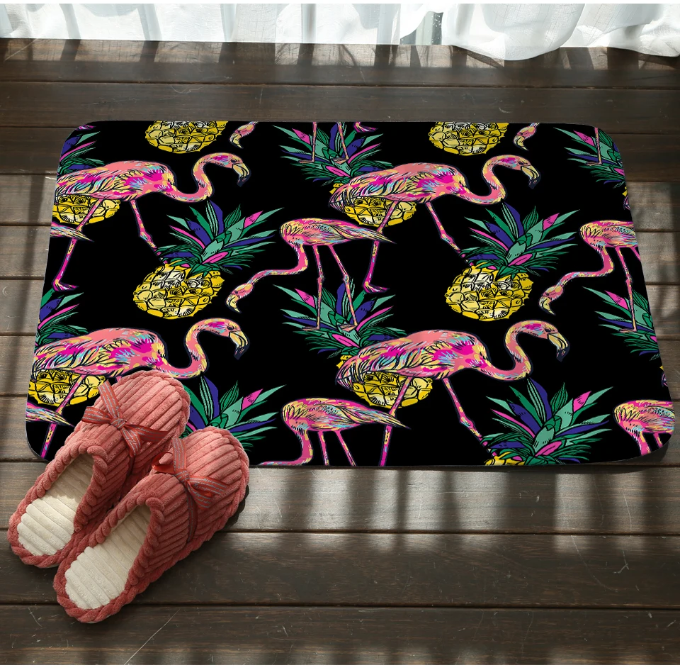Miracille коврик для ванной комнаты Розовый фламинго Ананас печатных области коврики для дома нескользящий коврик для ванной коралловый флис Входные Коврики