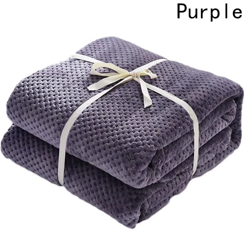 Медовый гребень, Коралловое Флисовое одеяло, гладкокрашеное, моющееся, летнее, мягкое, теплое, Nap, покрывало для дивана, покрывало для взрослых, кровать, плед, одеяло s - Цвет: DK Purple