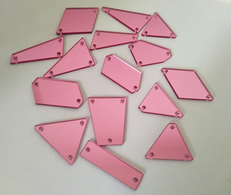 

Pink Sew on Mirror Rhinestones, DIY Acrylic Mirrored Beads for Costume Evening Dresses Cloth Garment Decoration, 30pcs