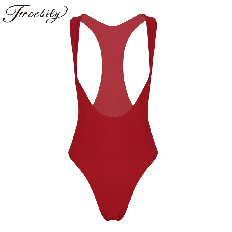 

Women One Piece Bodystocking Sleeveless Open Chest High Cut Catsuit Solid Color Leotard Bodysuit Thong Swimsuit Sexy Clubwear