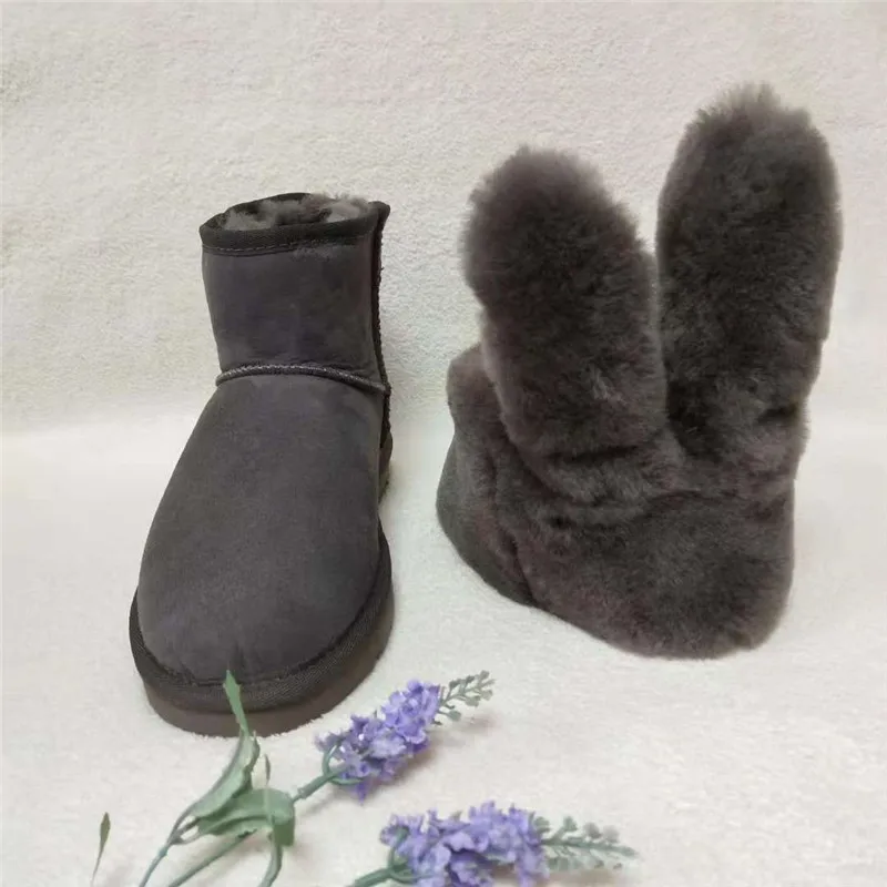 

grwg Cute Style High Quality Woman Snow Boots Real Sheepskin Winter Boots Genuine Sheepskin Snow Boots Warm Wool Women's Boots